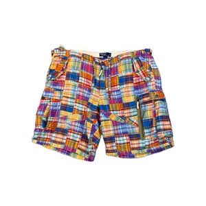 Polo Ralph Lauren Madras Patchwork Cargo Shorts Mens 42 Multicolor Plaid Cotton